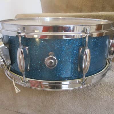 TEMPRO PRO Vintage 14 X 5 Snare Drum, Made In Japan 1960s, Blue Sparkle, 8 Lugs - Outstanding! image 9