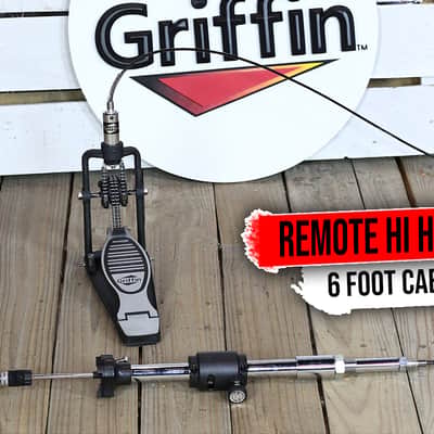 Remote Hi Hat Cymbal Stand - GRIFFIN Auxiliary Cable Foot Pedal Drum High HiHat image 1