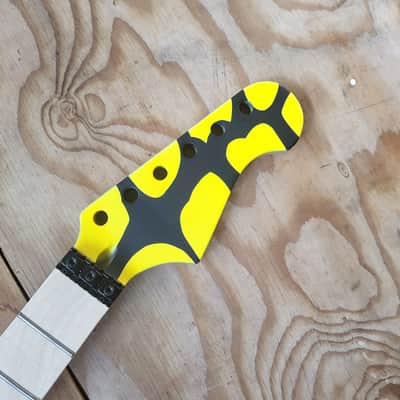 Custom Tiger Stripe Design 22 fret Maple Guitar Neck Replacement, Floyd Rose Nut Stainless Steel frets diy image 8