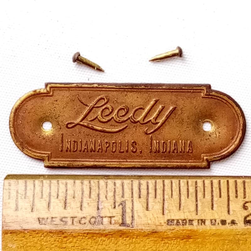 Leedy Indianapolis Indiana 1900-10s Snare/Bass Drum Wood Hoop-Tacked Badge Brass image 1
