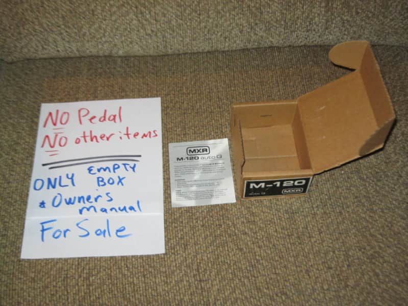 used MXR EMPTY Box and original Owner's Manual ONLY for Auto Q M120 pedal (NO pedal / NO other paperwork) late 1990s / early 2000s - BOX: brown cardboard // Owner's Manual: gloss quality paper image 1