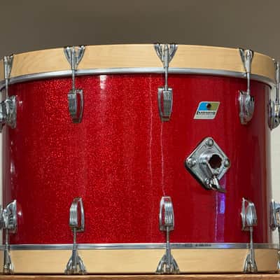 1970's Ludwig 22" Red Sparkle 14x22 Bass Drum 3-Ply Maple image 8
