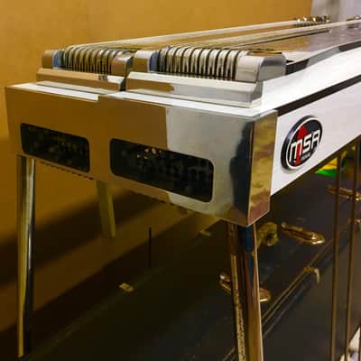 MSA Classic D10 E9 C6 Pedal Steel Guitar White Mica image 2