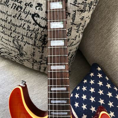 Cort M600 M Series Double Cutaway HH with Flame Maple Top 2002 - Cherry Burst Bild 11