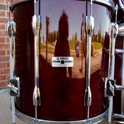 1989 Yamaha Recording Custom 5 Piece Shell Pack - Wine Red 10, 12, 13, 16, 22" image 9