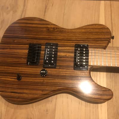 Custom built Tele style flat top with Zebrawood top and Seymour Duncan humbucker pickups image 2