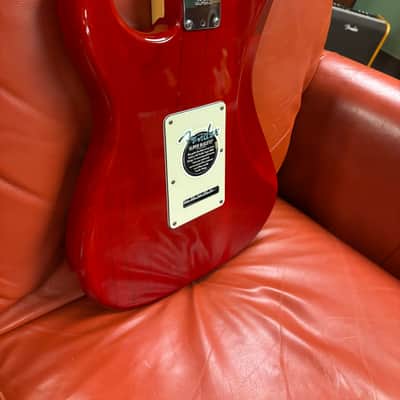 2000 Fender American Deluxe Fat Stratocaster HSS with Maple Fretboard Crimson Transparent image 13