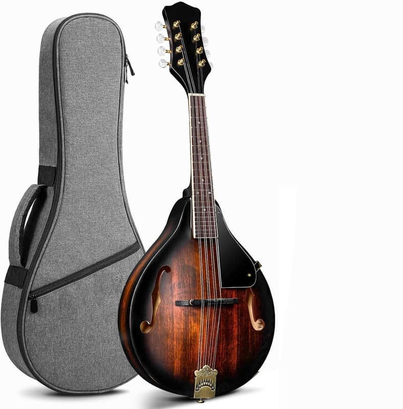 Mandolin Instrument A Style, Acoustic Mandolin Musical Instrument Solid Spruce Top 8 String for Beginners, Adults, Teens, Dark Brown image 1