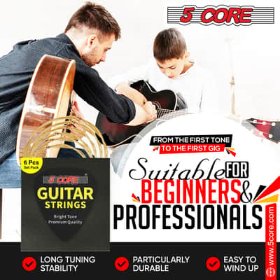 5 Core 6 Set Guitar Strings 6Pcs in 1 Set Premium Acoustic Electric Guitars Strings w Hexangular Steel Core Brass Wound Extra Light Gauge .010-.047 Cuerdas Para Guitarra Acustica - GS AC BRSS 6SET image 10