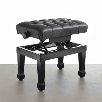 CGM Piano Bench - Leather - Pneumatic Lift Mechanism - NG-13 - New - Polished Black image 3