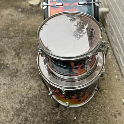 Vintage Pearl Fire Flame / Flaming Hot Cool Ranch Dorito Drums of Fury 3 piece drum set kit shell pack 22/12/16 image 8