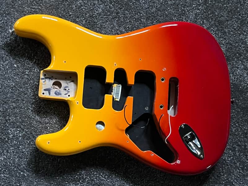 lefty Fender Player Plus Stratocaster guitar body tequila sunrise