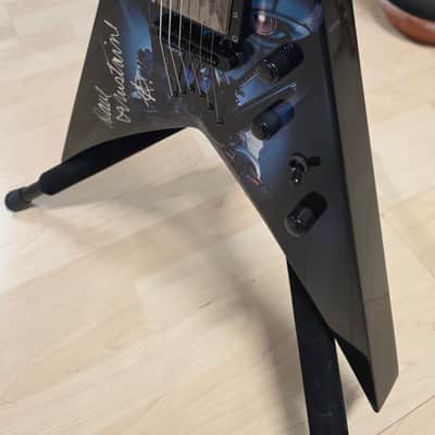 Dean Dave Mustaine Signature Flying King V VMNT Artist Owned, Signed and Tour Stage Played By Dave! USA Custom Shop Black Megadeth Terminated Graphic Artwork - Post Malone GQ Interest Pre-Gibson era image 17