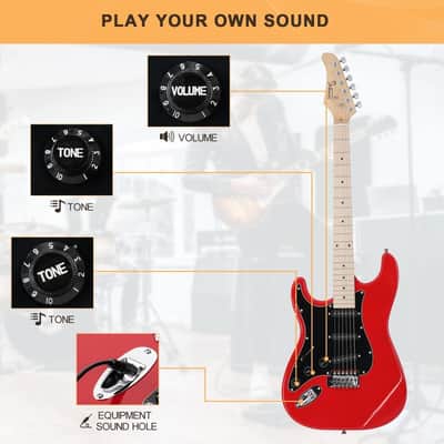 Glarry Red GST Left Handed Electric Guitar w/20W Amplifier image 5