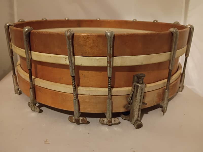Leedy Rare early parallel strainder snare drum single tension 1910s Bild 1