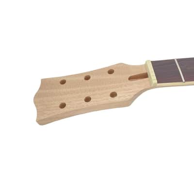 Mahogany Electric Guitar Neck 22 Frets 24.75 Inch Scale Rosewood Fretboard with Binding Normal Nut Set-In Heel Guitar Parts Replacement Unfinished (Trapezoid Inlay) image 3