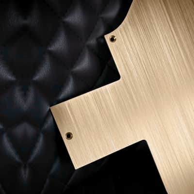 Made-to-Order - Brushed Gold Brass - 70s Explorer Pickguard Scratchplate for Gibson - Hand-finished image 4