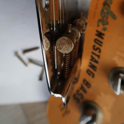 Fender Mustang Bass  Bridge 60's 70's Plate , saddles and screws USA RI image 9