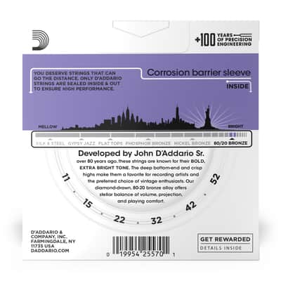 3 Sets of D'Addario EJ13 80/20 Bronze Acoustic Guitar Strings Custom Light 11-52 image 8