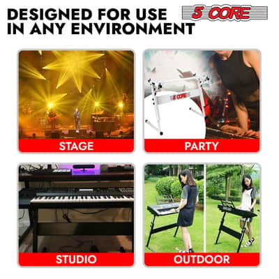 5 Core Keyboard Stand Adjustable 21 - 33" Z Style Metal Electric Piano Riser 330Lb Capacity Foldable image 10