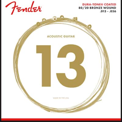 Fender 880M Dura-Tone Coated 80/20 Bronze Acoustic Guitar Strings - Medium (13-56)