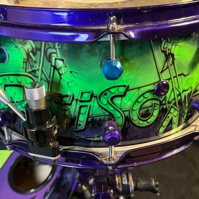 Rikki Rockett's Poison, Rockett Drum Works "Zombie" Kit: 22", 12", 14", 16", 6x14" Snare.  Purple Hardware 2012 - Custom Graphics By Craig Fraser. SIGNED! image 19