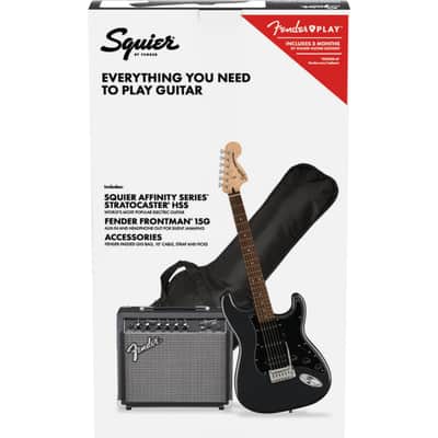 Squier Affinity Series Stratocaster HSS Pack LRL Charcoal Frost Metallic - Beginner electric guitar kit image 3