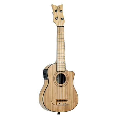 Ortega RUNAB-SO Bamboo Series Solid Bamboo Top & Neck 4-String Soprano Acoustic-Electric Ukulele w/Gig Bag image 2
