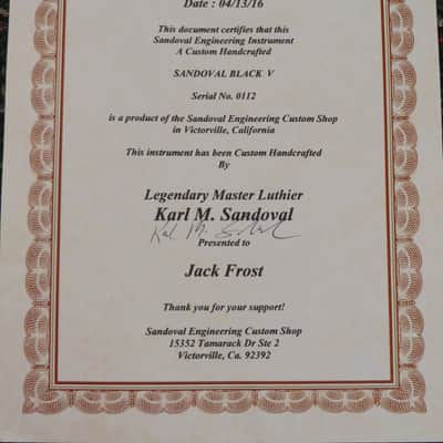 2016 Karl Sandoval Engineering V shape! Black! Randy Rhoads! OHSC&COA image 7