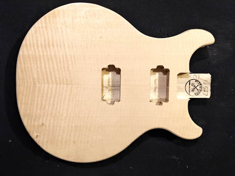Double Cut Body, US Made, Unfinished, FLAMED Veneer image 1