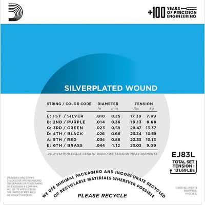 D'Addario Guitar Strings - Gypsy Jazz - Ball End - Silver Plated Wound EJ83L Light image 3