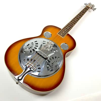 Regal Round Neck Acoustic Resonator Bass 4 string. Honeyburst image 2