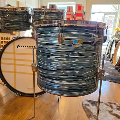 Drum Kits - 1970's Ludwig Classic Maple 14x24 8x12 9x13 14x16 (Concert Tom) Drum Kit (Bowling Ball Blue Oyster) image 9