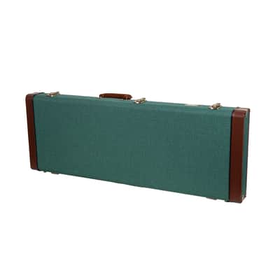 Crossrock Master Series - Wooden Telecaster&Stratocaster Electric Guitar Case - Security Lock, Genuine Leather Handle, Reinforced Hardware, Metal Feet, Storage Space- Malachite Blue Tweed image 2
