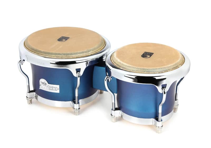 Toca Custom Deluxe Wood Bongo Drums Set - Blue Finish image 1