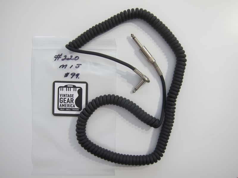 Teisco Del Rey Curly or Coil Cord Guitar Cable MIJ Authentic Vintage Accessory Case Candy Circa-1960s-1970s-Black image 1