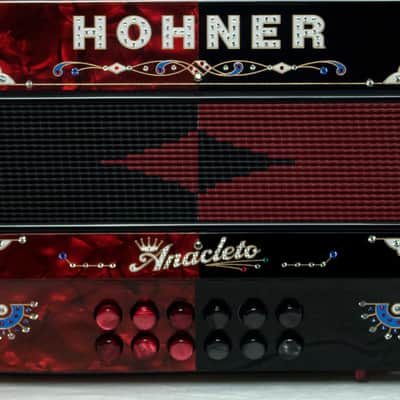 USED Hohner Anacleto Rey Del Norte TT FBbEb/GCF Accordion Black/Red (MINT) image 10