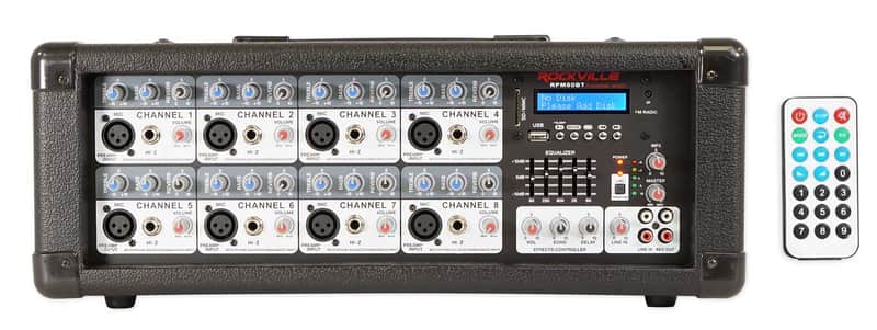 Rockville RPM80BT 2400w Powered 8 Channel Mixer/Amplifier w/Bluetooth/EQ/Effects image 1