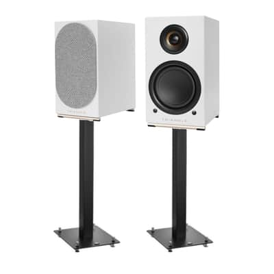 Triangle Audio AIO TWIN Wireless Bluetooth Wi-Fi Speaker (Pair, Frost White) with Triangle S01 Bookshelf Speaker Stands (2 Items) image 1