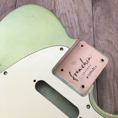 FRANCHIN Mars guitar body Relic Aged Lake Placid Blue Metallic turned green 100% Nitro Lacquer Cracks SS Basswood Telecaster-Tele-T-Style Made in Italy - Stock piece #22350826 image 9