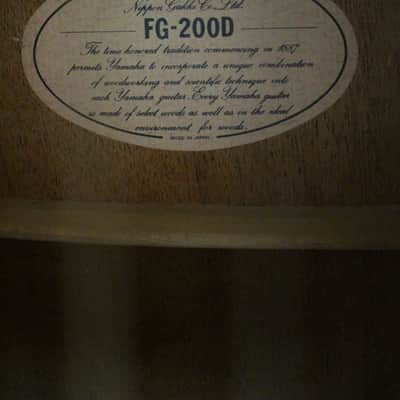 Yamaha FG-200D Japan Acoustic Guitar image 11