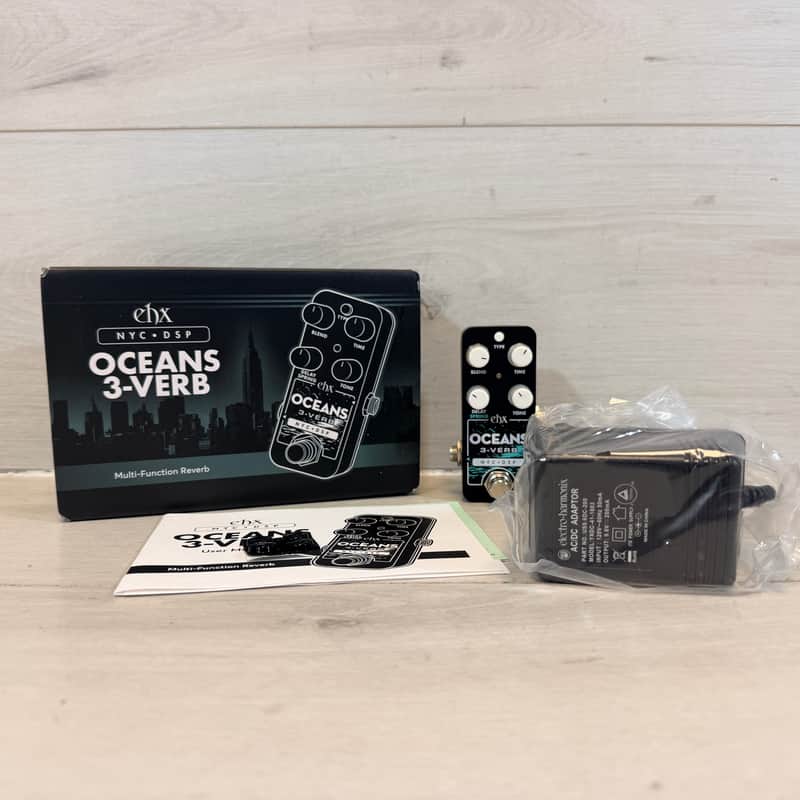 Electro-Harmonix Oceans 3-Verb Reverb Pedal w/ Box, Manual & Power Supply Current Production