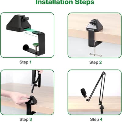 Heavy-Duty Metal Table Mount Clamp, Desk Table Mount C Clamp For Microphone Mic Suspension Boom Scissor Arm with Adjustable Screw, Fits up to 2.48 inches/6.2cm Desktop Thickness image 3