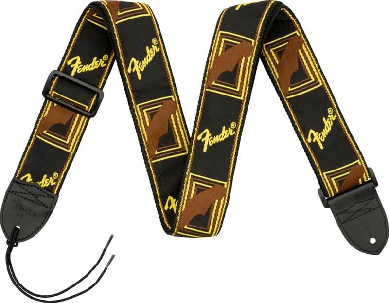 Fender Monogrammed Strap, Black/Yellow/Brown, 2" image 1