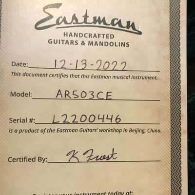 Eastman 503ce 2022 Carved Archtop Electric Guitar w case image 8