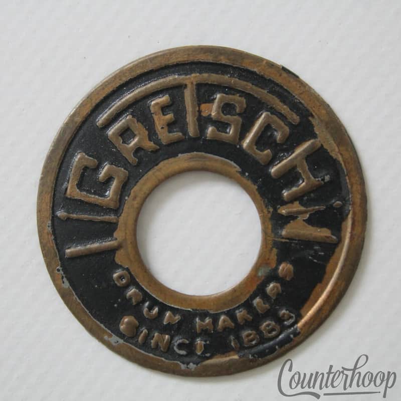*Gretsch Bass Round Badge 9/16" Brass RB USA Label Vintage 50s-60s Broadkaster* image 1