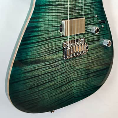 Tom Anderson Angel, Flame Maple Top, Ziricote FB, HC1/HC2+, Cajun Key Lime to Teal Burst, w/Bag image 8