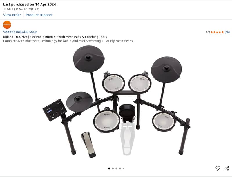 Roland TD-07DMK V-Drum Kit with Mesh Pads 2021 - Black image 1