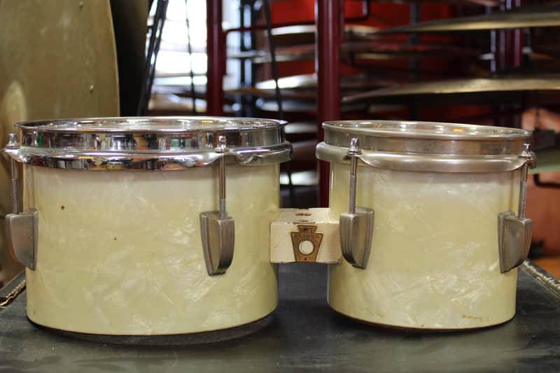 1940's Ludwig WFL Bongos in White Marine Pearl image 1