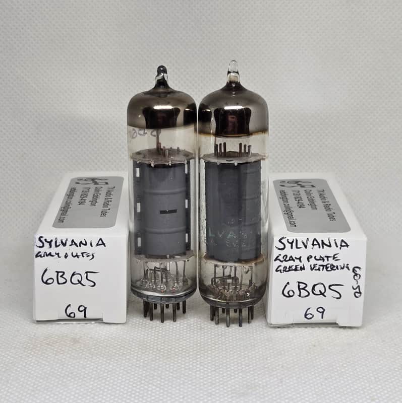 Sylvania 6BQ5 Gray Plate Perfectly Matched Pair NOS EL84 image 1